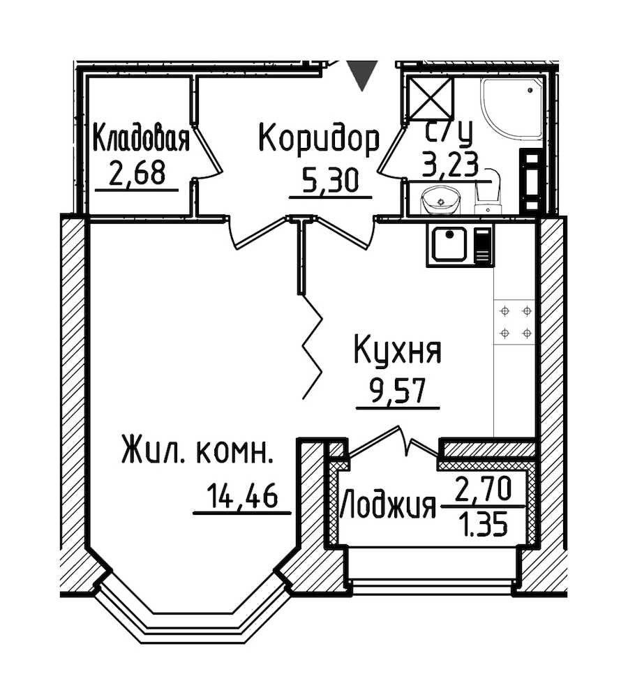 Однокомнатная квартира в Строительный трест: площадь 36.59 м2 , этаж: 8 – купить в Санкт-Петербурге